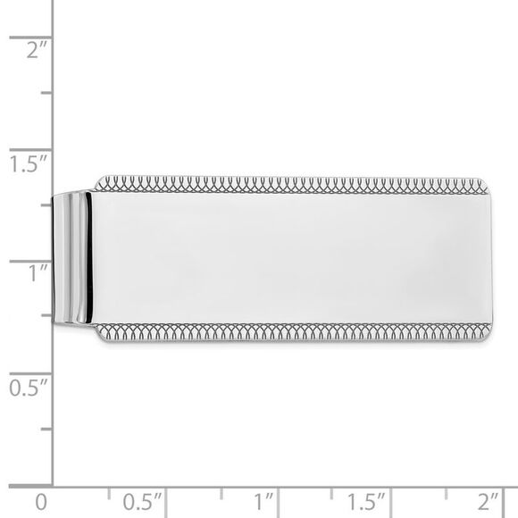 Rhodium Plated Sterling Silver Satin Fold Over Money Clip, 19 x 51mm - Picture 2 of 4